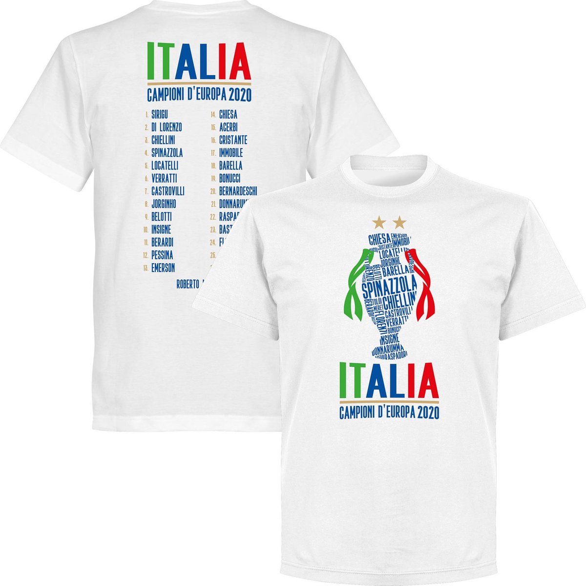 1200x1200-2326 Italië Champions Of Europe 2021 Selectie T-Shirt - Wit - Kinderen - 152 - Afbeelding 1