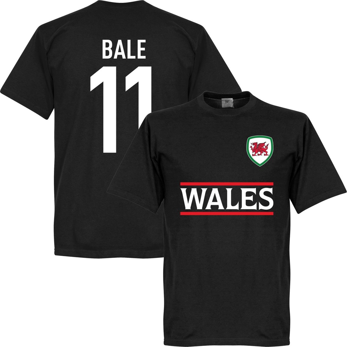 1200x1200-2338 Wales Bale Team T-Shirt - Zwart - XS - Afbeelding 1
