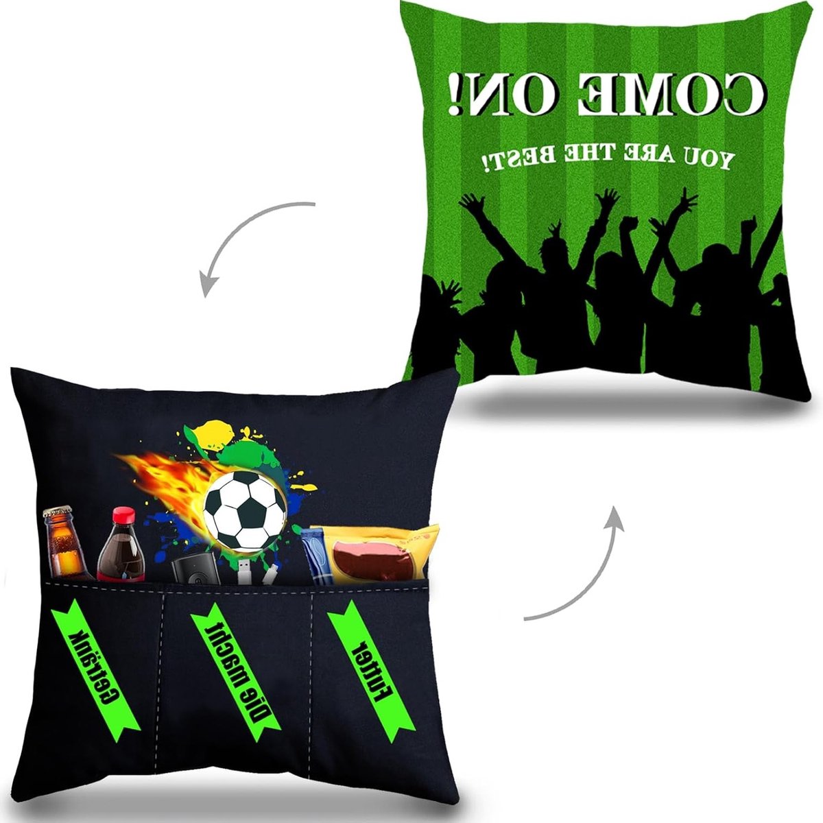 1200x1200-2381 Decoratieve Kussenhoes voor Voetbalfans, Perfect als Verjaardagscadeau voor Mannen, Cadeaus voor Kinderen en Vaderdag - Afbeelding 1