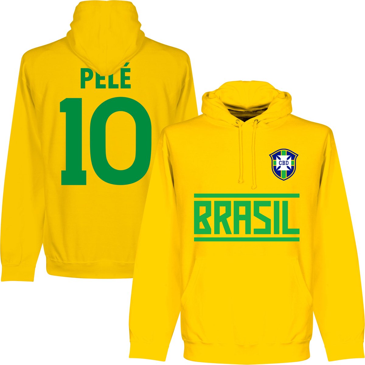 1200x1200-2534 Brazilië Pelé 10 Team Hoodie - Geel - XL - Afbeelding 1