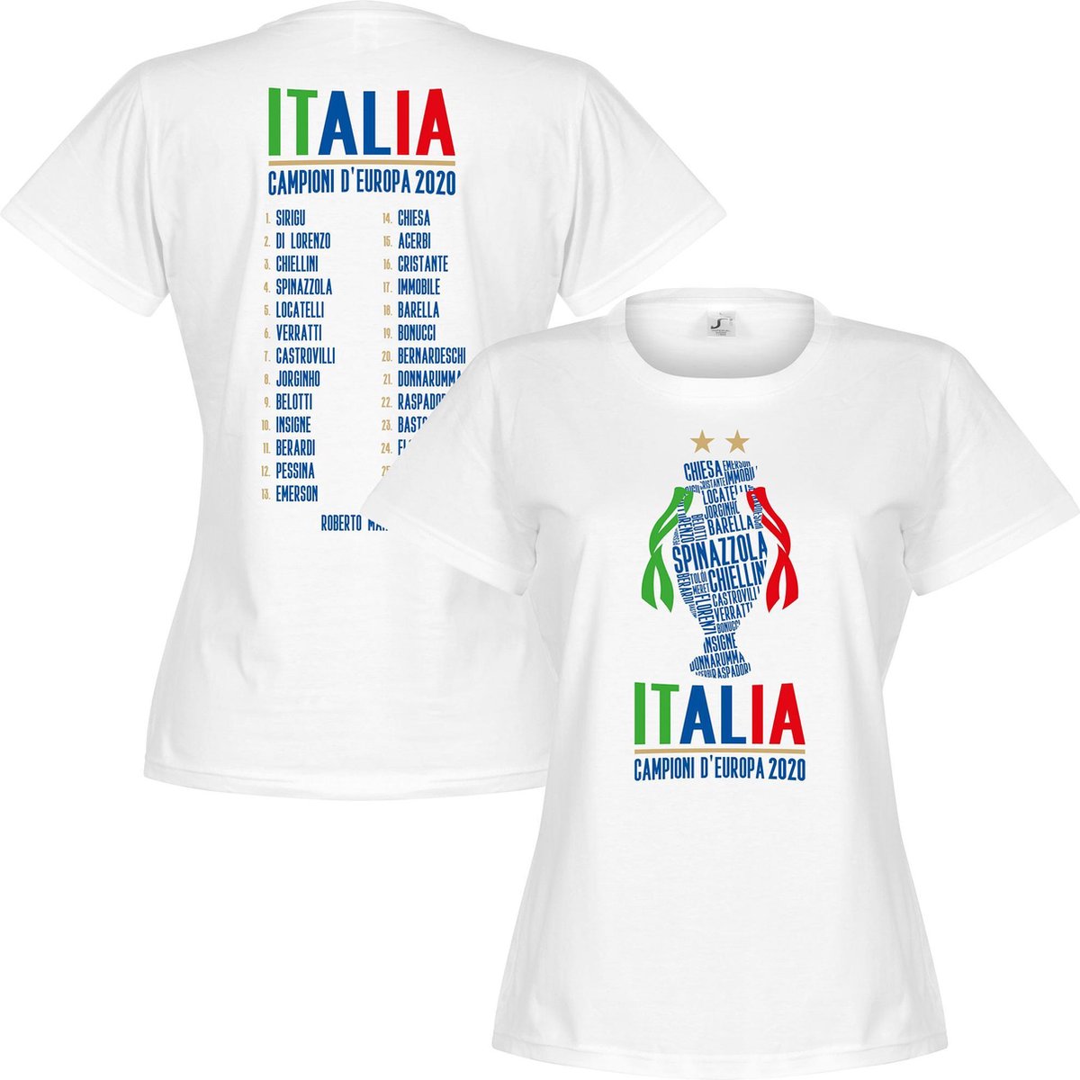 1200x1200-2685 Italië Champions Of Europe 2021 Selectie T-Shirt - Wit - Dames - M - 10 - Afbeelding 1