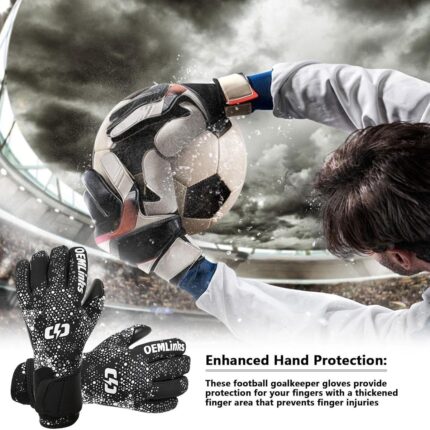 Voetbal Doelhandschoenen - Keeperhandschoenen Sport - Training Wedstrijd - Verdikte Vinger Grip - Maten 8 9 10 - Zwart Wit