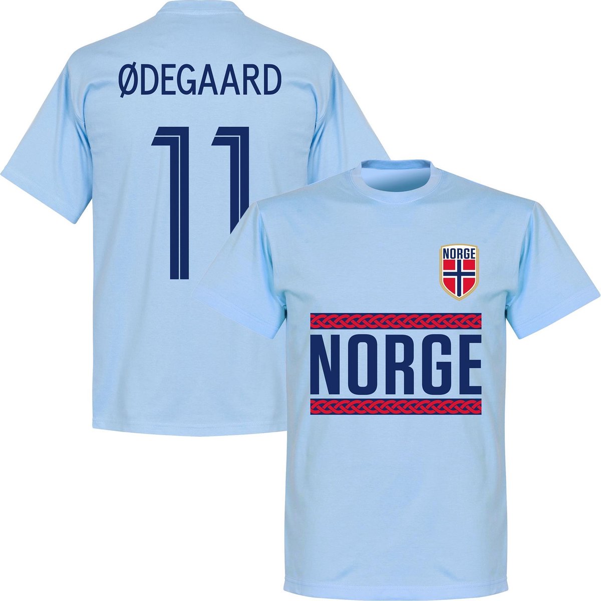 1200x1200-2842 Noorwegen Ødegaard 11 Team T-shirt - Lichtblauw - M - Afbeelding 1