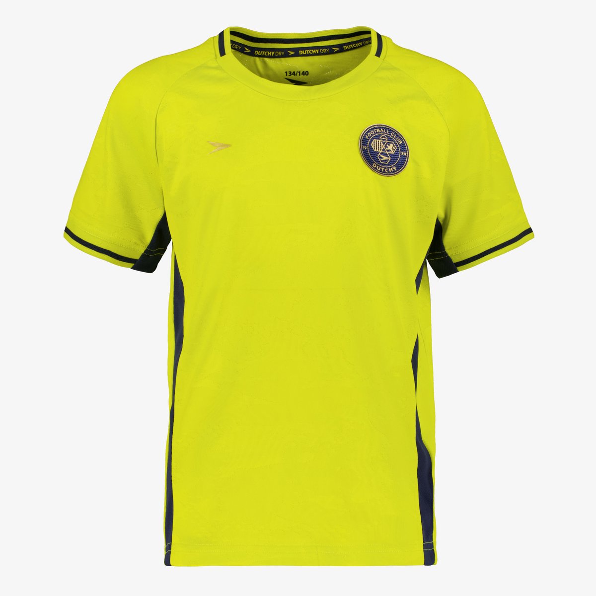1200x1200-396 Dutchy Dry kinder voetbal T-shirt geel blauw - Maat 140 - Afbeelding 1