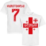 Georgië Kvaratskhelia 7 Team T-Shirt - Wit - XS
