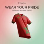 Trinewear WK T-shirt “Atlas Lions Script” – Marokko geïnspireerd, unisex, rood, limited edition M