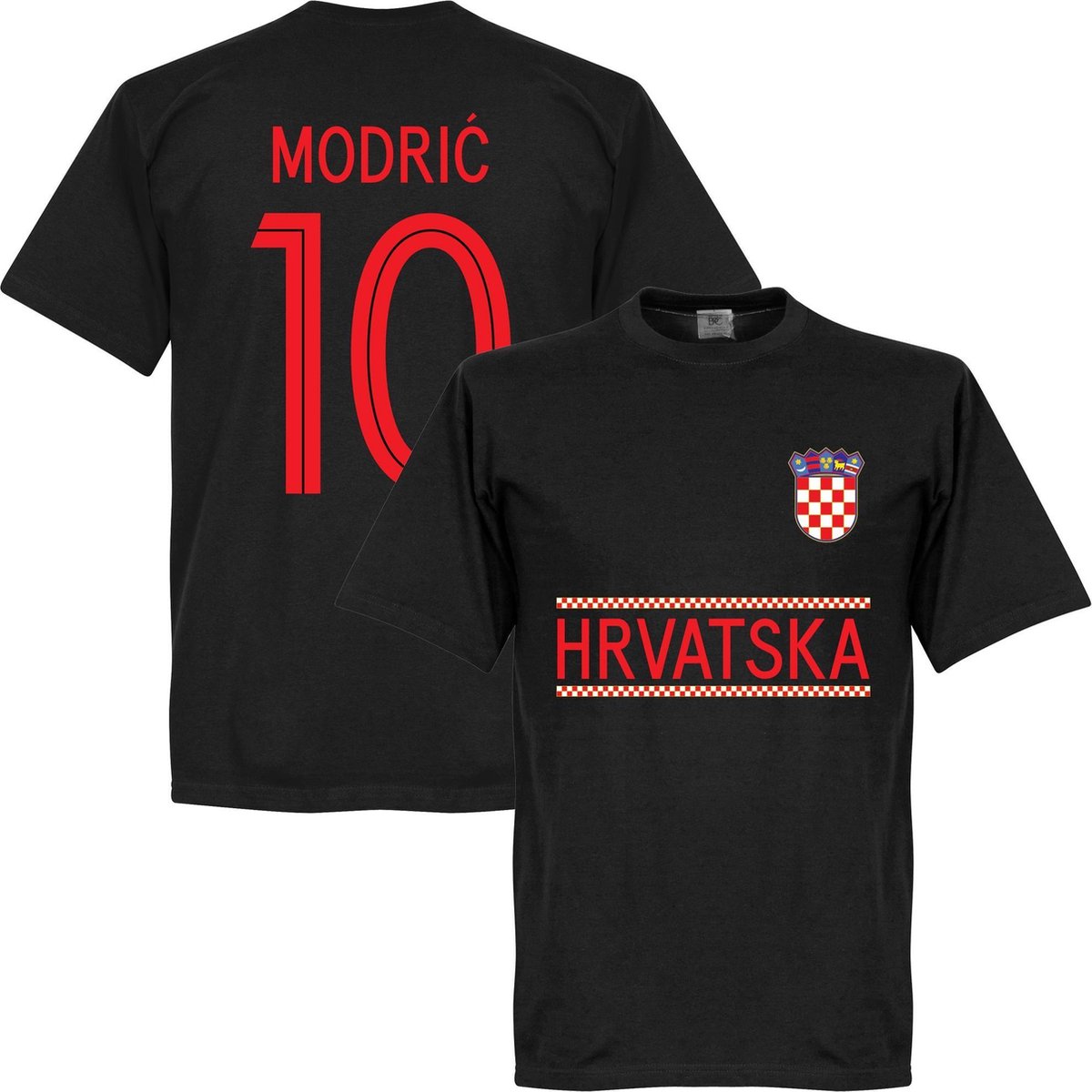 1200x1200-736 Kroatië Modric 10 Team T-Shirt - Zwart - XXL - Afbeelding 1