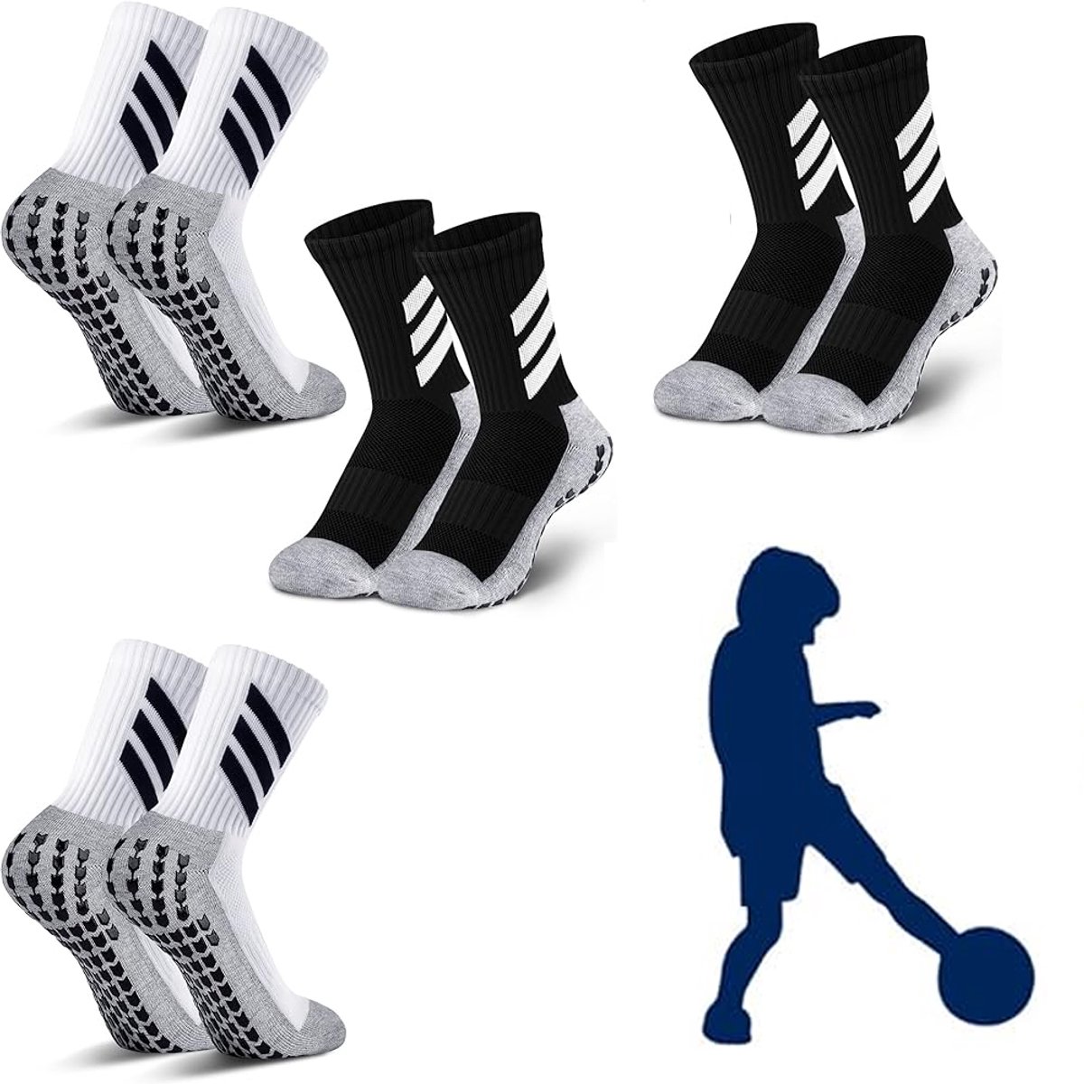 1200x1200-779 Sokken Antislip - Gripsokken - Gripsocks - Sportsokken - Sneakersokken - Voetbal - Fietssokken - Wielrensokken - Fiets Tennissokken - Huissokken - Antislip Huissokken - Dames / Heren - Met Anti-Slip Noppen - Voor Yoga Pilates Ballerina Ballet - 4paar - Afbeelding 1