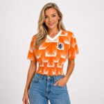 Nederlands Elftal Shirt Dames - Retro Oranje WK 2026 Voetbalshirt - Custom: Shirred & Cropped - Ruched Geplooid | Maat XS