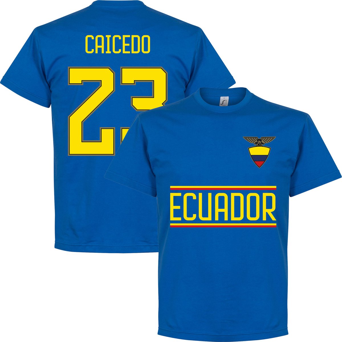 1200x1200-906 Ecuador Caicedo 23 Team T-Shirt - Blauw - S - Afbeelding 1
