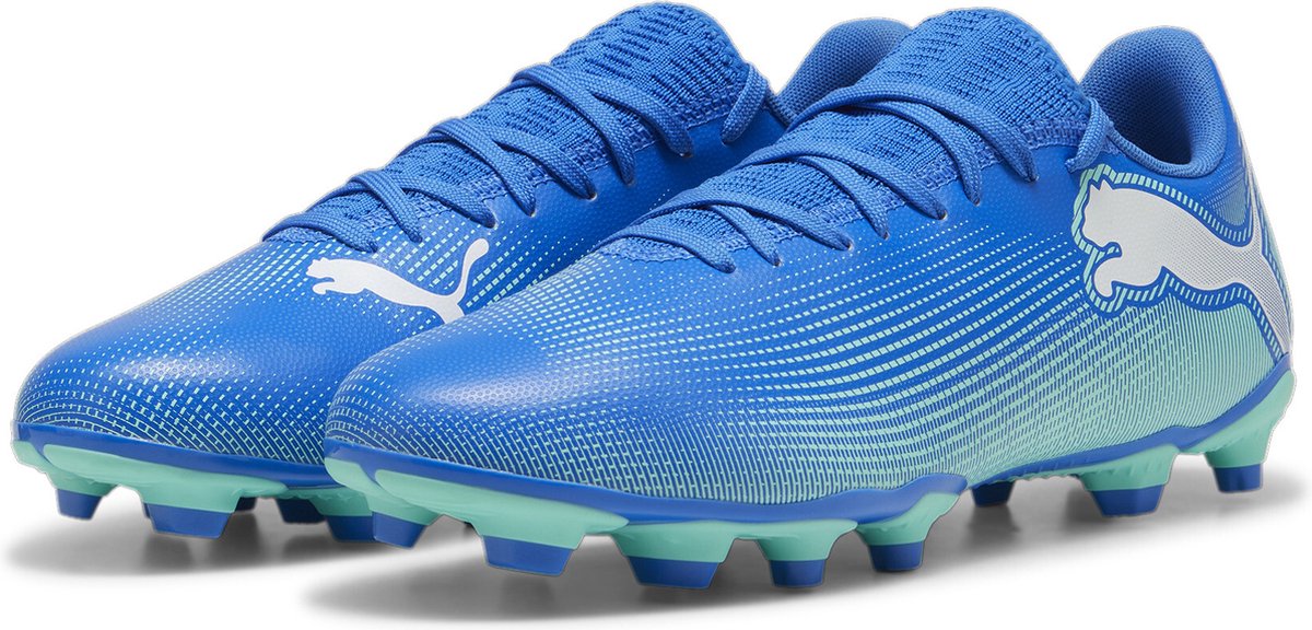 1200x576 PUMA FUTURE 7 PLAY FG/AG Unisex Sportschoenen - Hyperlink Blue-Mint-PUMA White - Maat 43 - Afbeelding 1