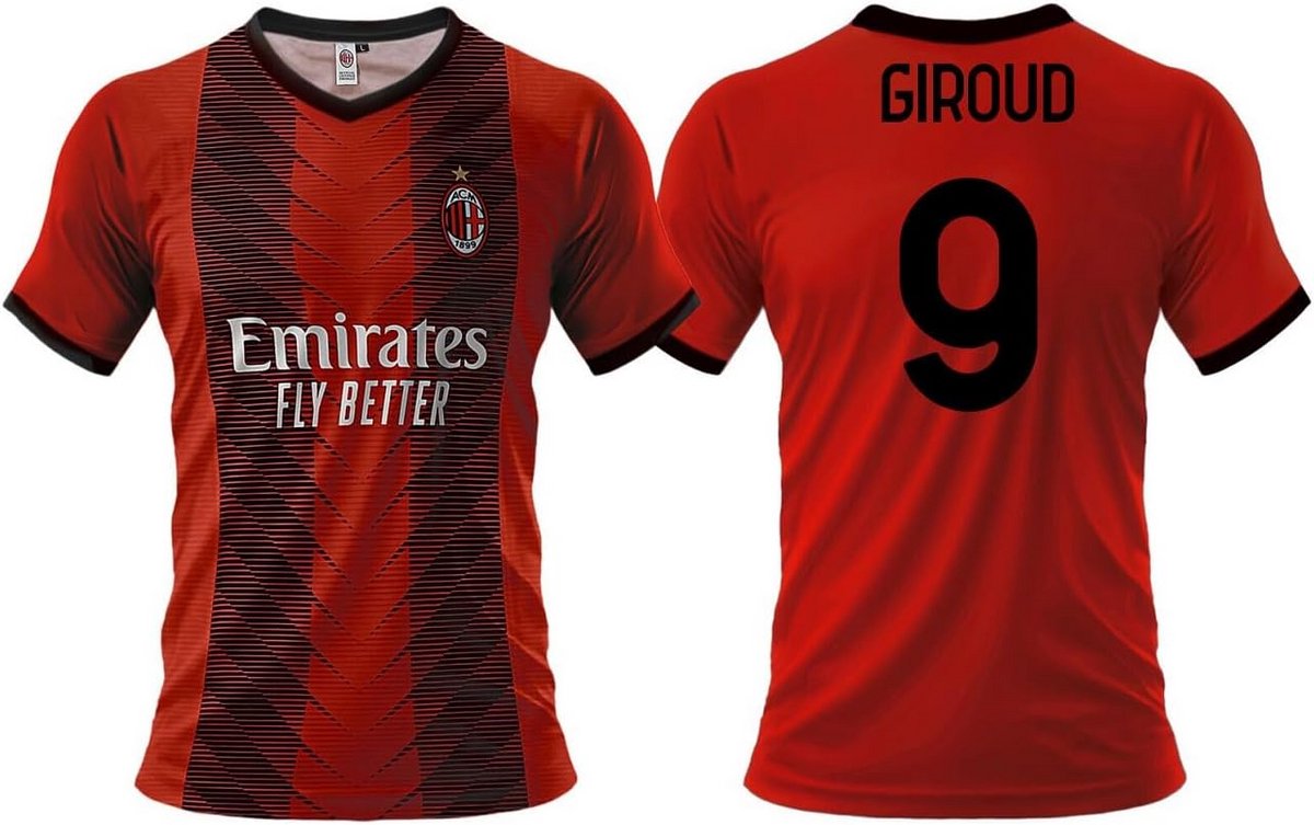 1200x753-2 AC Milan Thuis Shirt 2023-2024 Olivier Nummer 9 Voetbalshirt - Afbeelding 1