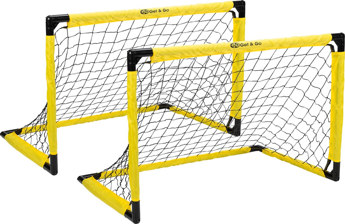 1200x779 Get & Go Voetbaldoel Opvouwbaar Set van 2 - 91x61x61 cm - Voetbalgoal voor kinderen - Zwart/Geel - Afbeelding 1