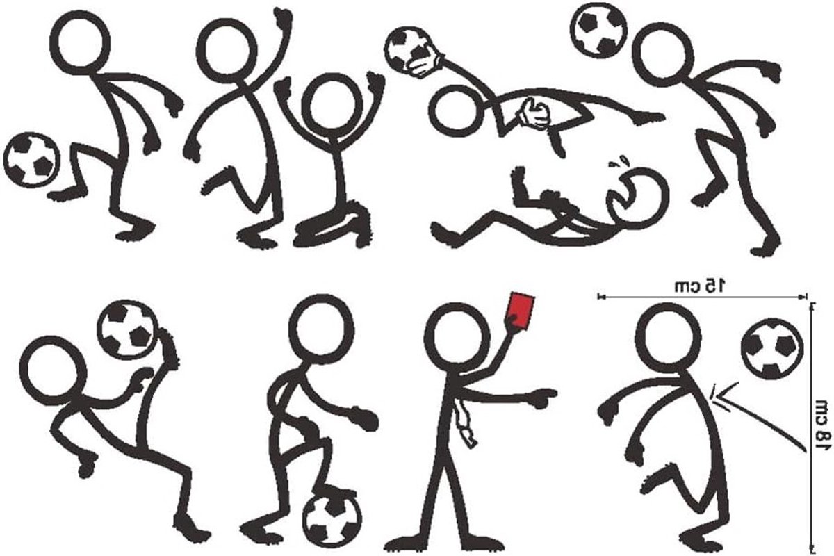 1200x800-2 Set van 2 sportieve wandstickers voor auto's en voetbalthema's - Perfect voor kinderkamers en speelruimtes - Afbeelding 1