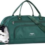 35L Sporttas voor dames, opvouwbare reistas met schoenenvak en nat vak, waterafstotende weekendtas, gymtas, handbagage, tas, trainingstas voor dames en heren, 30 l, donkergroen