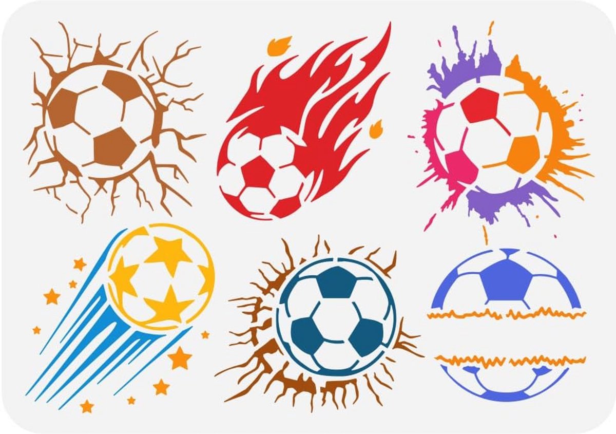1200x845-1 Voetbal schildersjabloon - Herbruikbaar decoratie sjabloon voor vuurdecoraties - Afbeelding 1