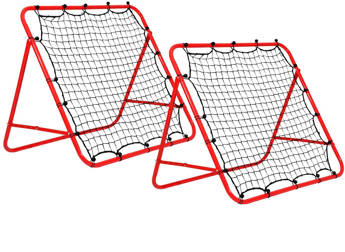 1200x876-2 Set van 2 reboundnetten voor voetbal, stevig stalen buisframe met PE-net, ideaal voor balcontrole, passen, schieten en reflextraining - Afbeelding 1