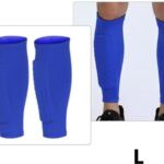 Zachte scheenbeschermers voetbal kind, jeugd, dames, heren, hockey, sport, training, shin guard, blauw, maat L