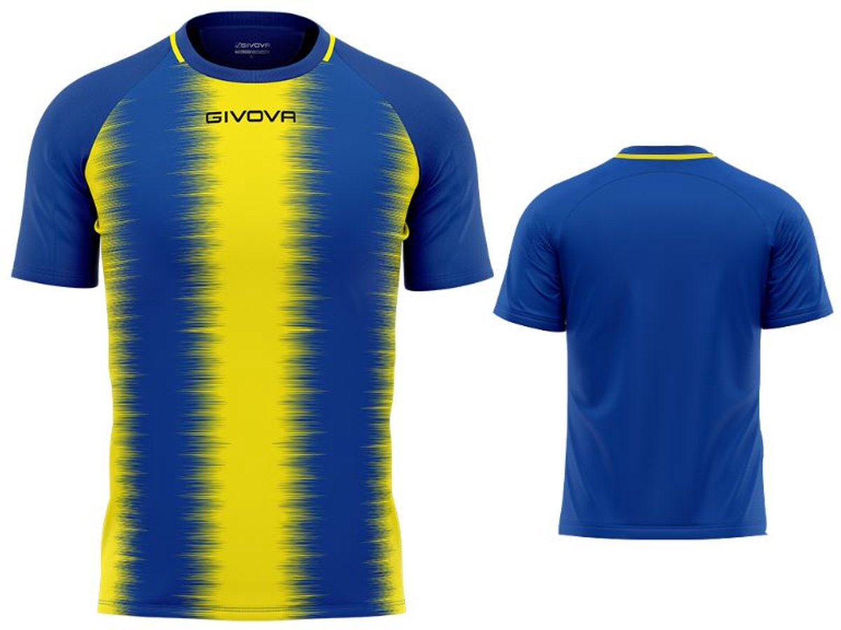 1200x899 Sportshirt Givova Streep Koningsgeel Blauw - M - Afbeelding 1