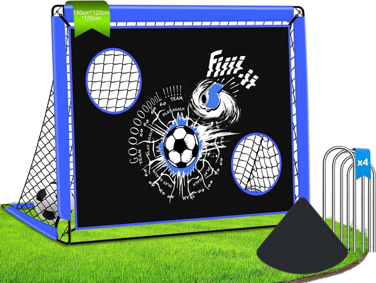 1200x905 Kindervoetbaldoel 2-in-1 Opvouwbaar Voetbaldoel voor Buiten met Draagtas - Afbeelding 1