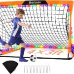 Draagbare Kindervoetbaldoelen Set met LED Verlichting - Inklapbaar en Voor Binnen/Buiten