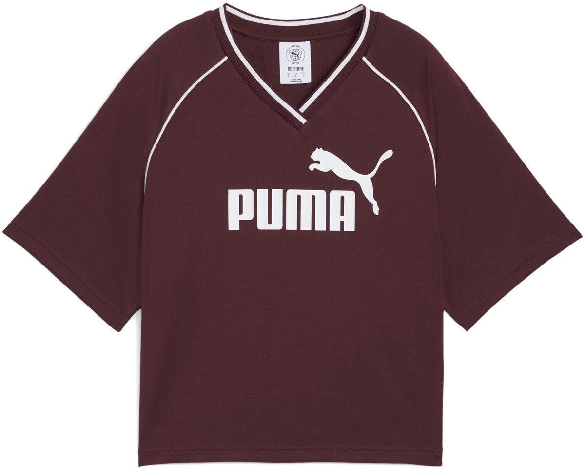 1200x961 PUMA ESS Relaxed Cropped Football Jersey Dames T-shirt - Ruby Shimmer - Afbeelding 1
