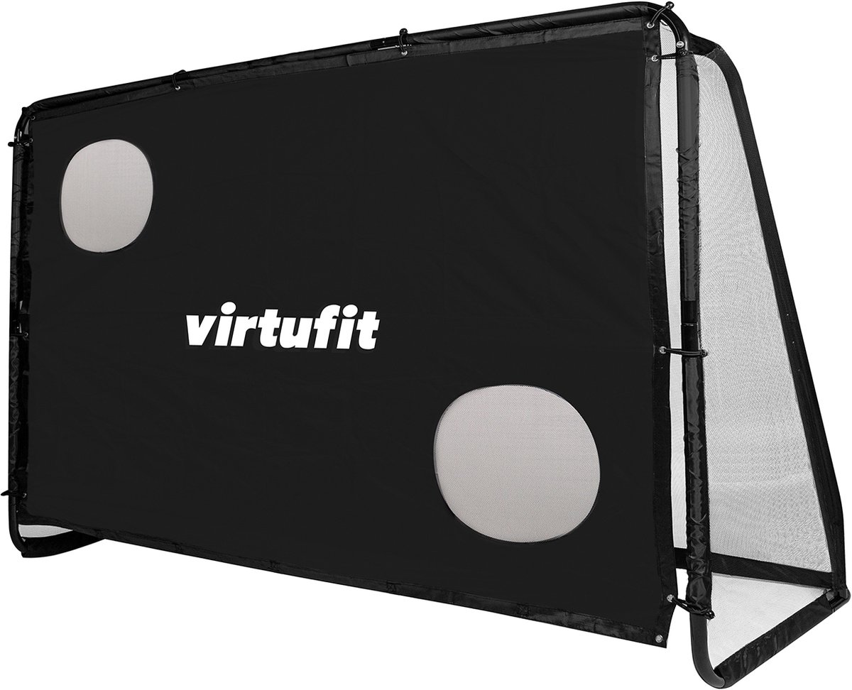 1200x972-4 VirtuFit Voetbaldoel Pro met Doelwand - Voetbalgoal - 170 x 110 cm - Doelwand met 2 open zones - Snelle montage - Voetbaldoel met gatendoek - Inclusief 4 grondankers - Afbeelding 1