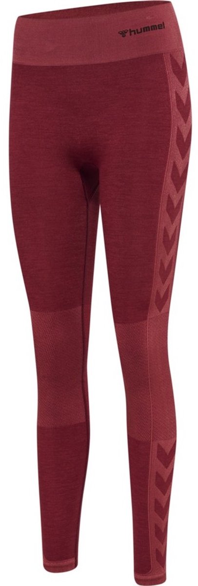 406x1200-7 Hummel Damen Leggings Hmlclea Seamless Mid Waist Tights Cabernet/Apple Butter Melange-XS - Afbeelding 1