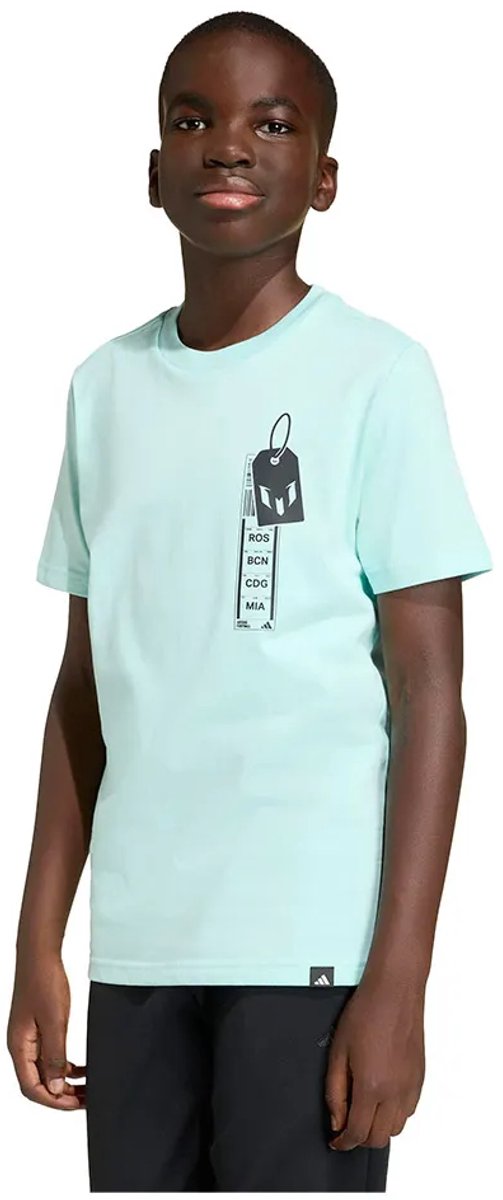 503x1200 Adidas Messi Fun Graphic T-shirt Met Korte Mouwen Blauw 13-14 Years Jongens - Afbeelding 1