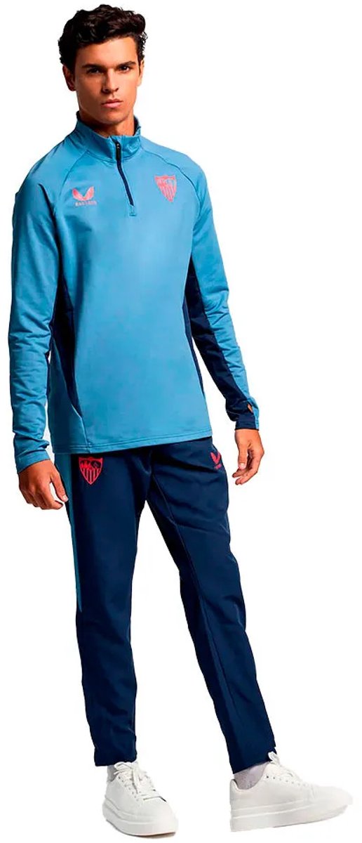 516x1200-1 Castore Sevilla Fc 24/25 Pro Players Training Sweatshirt Met Halve Rits Blauw S Man - Afbeelding 1