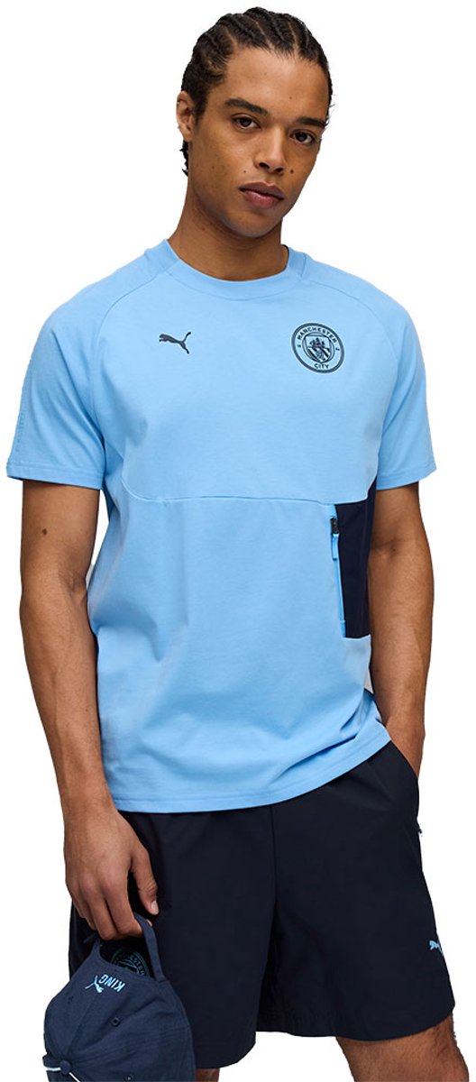 528x1200-19 Puma Manchester City Fc Tech T-shirt Met Korte Mouwen Blauw L Man - Afbeelding 1