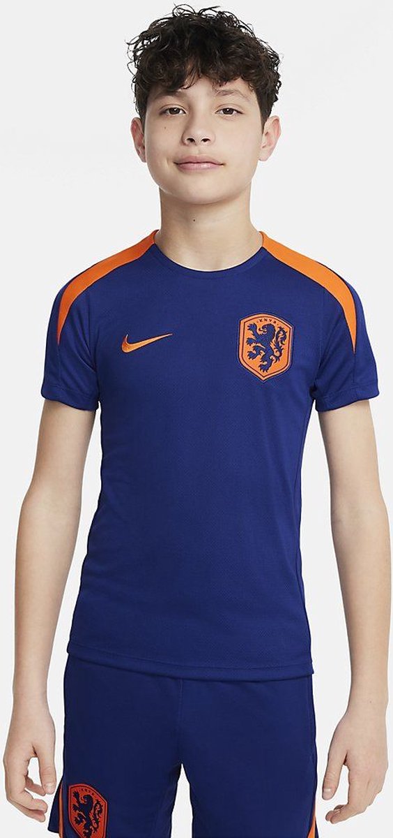 564x1200-2 Nike Nederland 24/25 Strike Dri-FIT Knit Voetbaltop Kids Deep Royal Blue Maat 128/140 - Afbeelding 1