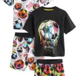 Set van 2 Korte Jongens Pyjama's met Voetbalprint - Zomer T-shirt en Korte Broek