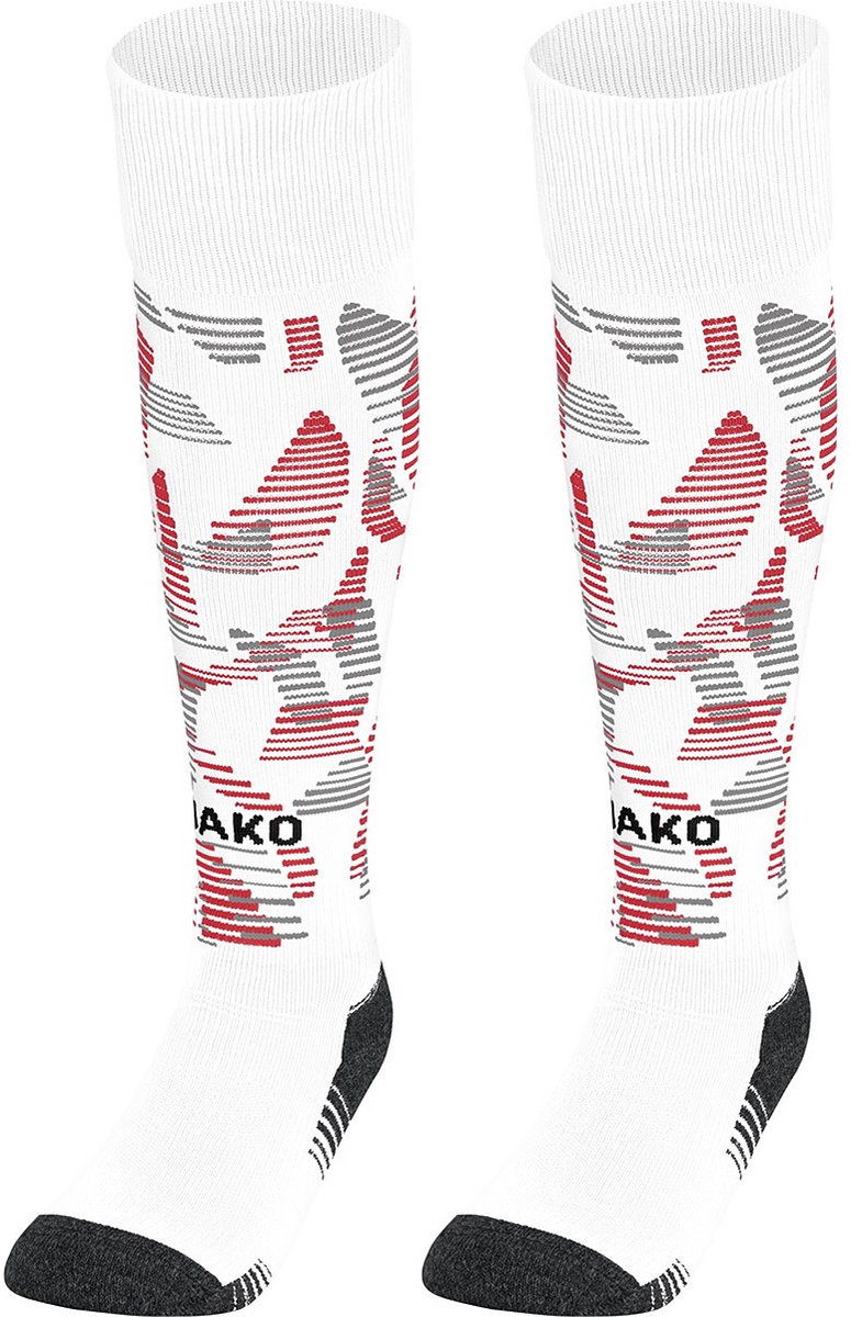 775x1200-13 Jako Sonic Voetbalkousen - Wit / Rood / Grijs | Maat: 35-38 - Afbeelding 1