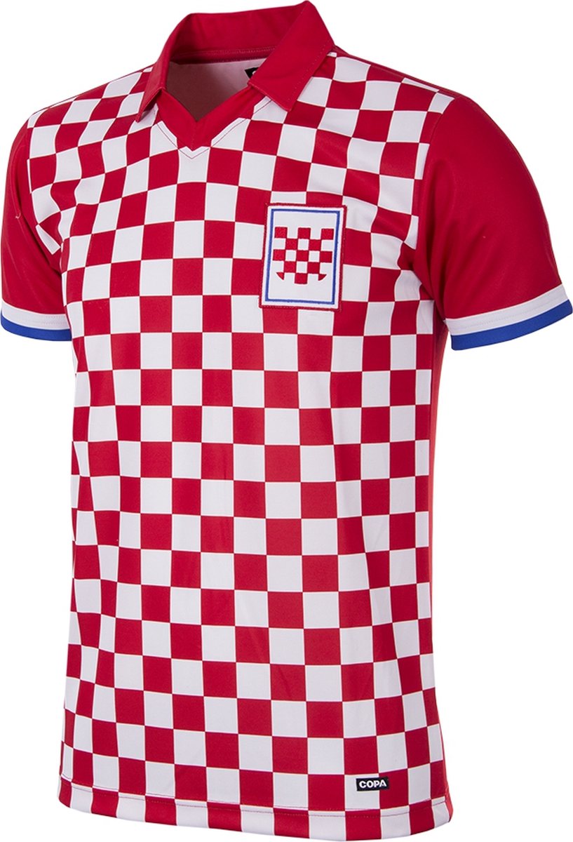 817x1200 COPA Football - Kroatië 1990 - Retro Voetbalshirt - Heren - XS - Rood - Wit - Afbeelding 1