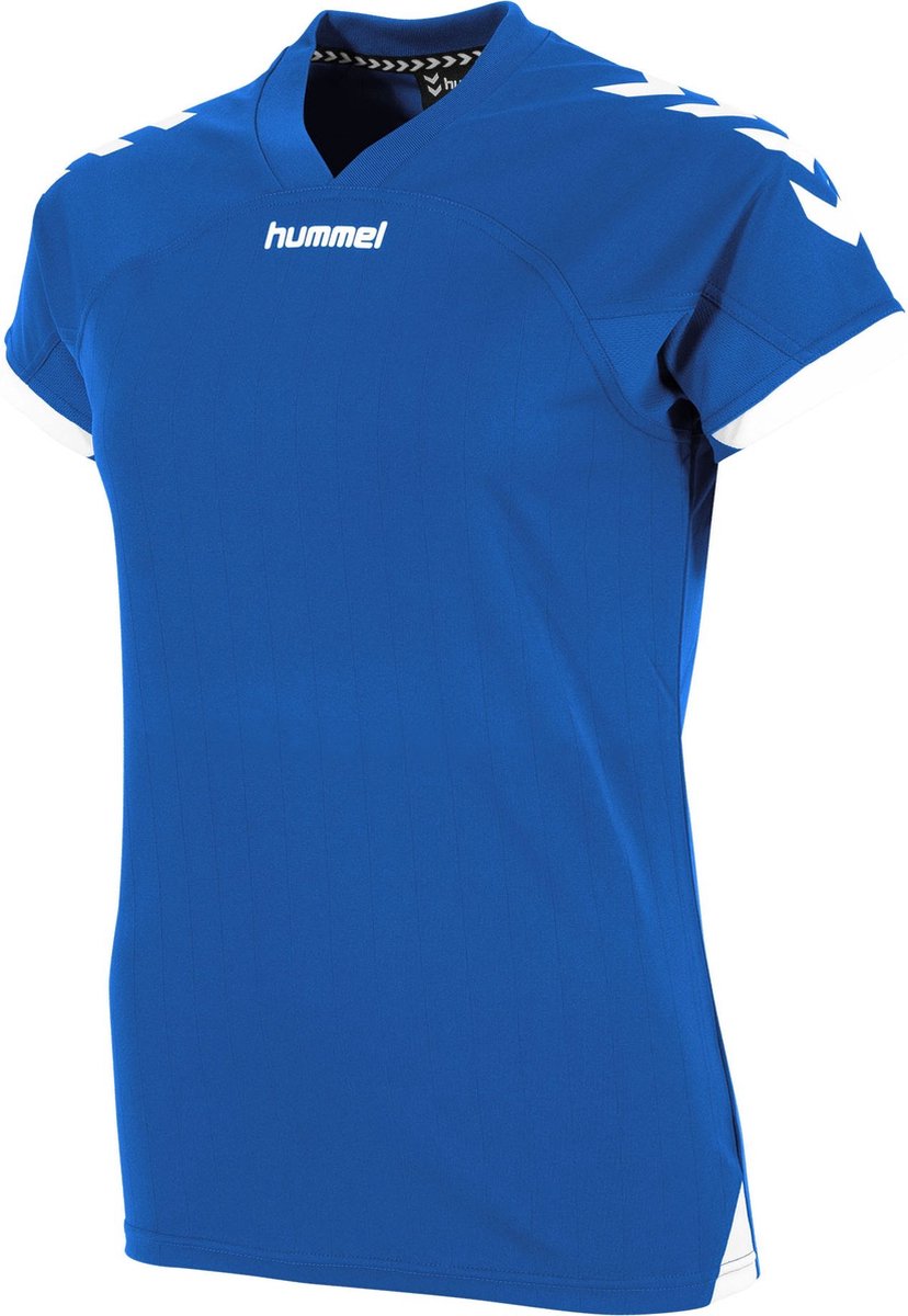 828x1200-2 Hummel Fyn Shirt Korte Mouw Dames - Royal / Wit | Maat: XS - Afbeelding 1