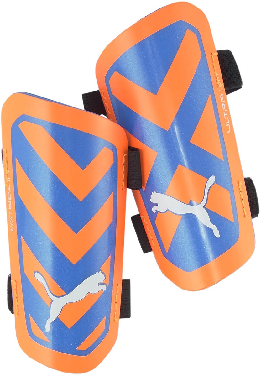 833x1200-31 Puma Scheenbeschermers Voetbal ULTRA Light Strap Oranje-Blauw - Maat XL - Afbeelding 1