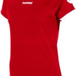 Hummel Fyn Shirt Korte Mouw Dames - Rood / Wit | Maat: XL