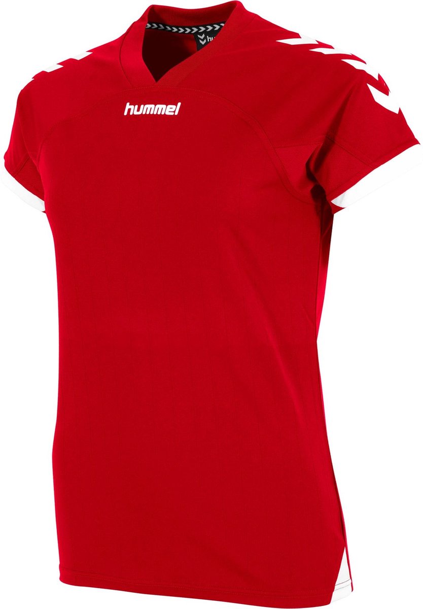834x1200-2 Hummel Fyn Shirt Korte Mouw Dames - Rood / Wit | Maat: XL - Afbeelding 1