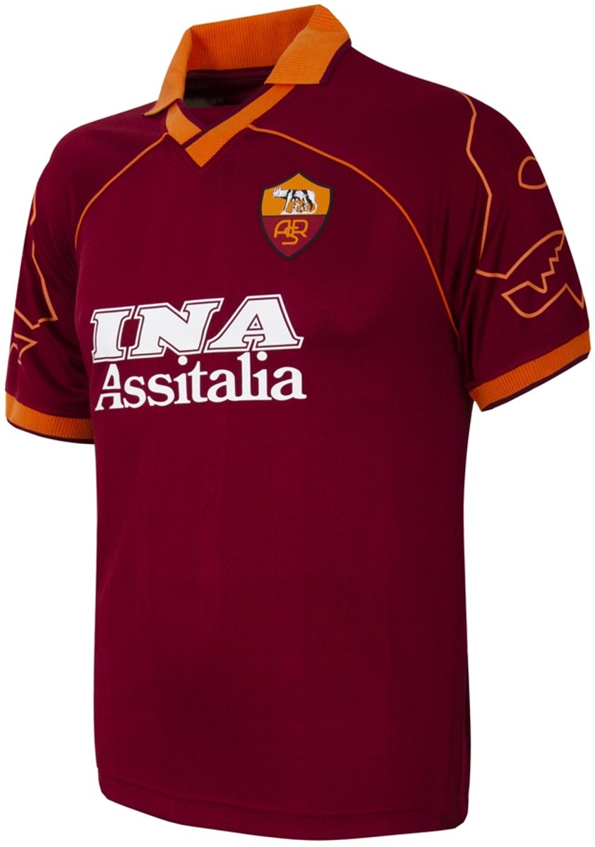843x1200-12 COPA - AS Roma 1999/00 Retro Voetbalshirt - Heren - Rood - S - Afbeelding 1