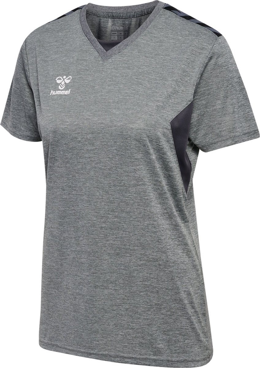 848x1200-68 Hummel Damen T-Shirt Hmlauthentic Pl Jersey S/S Woman Grey Melange-M - Afbeelding 1