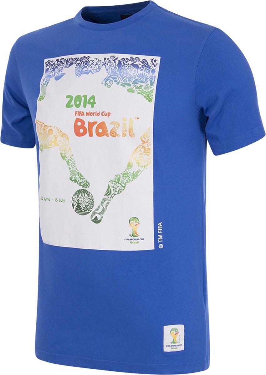 850x1200-112 COPA - Brazilië 2014 WK Poster T-Shirt - Heren - Blauw - L - Afbeelding 1