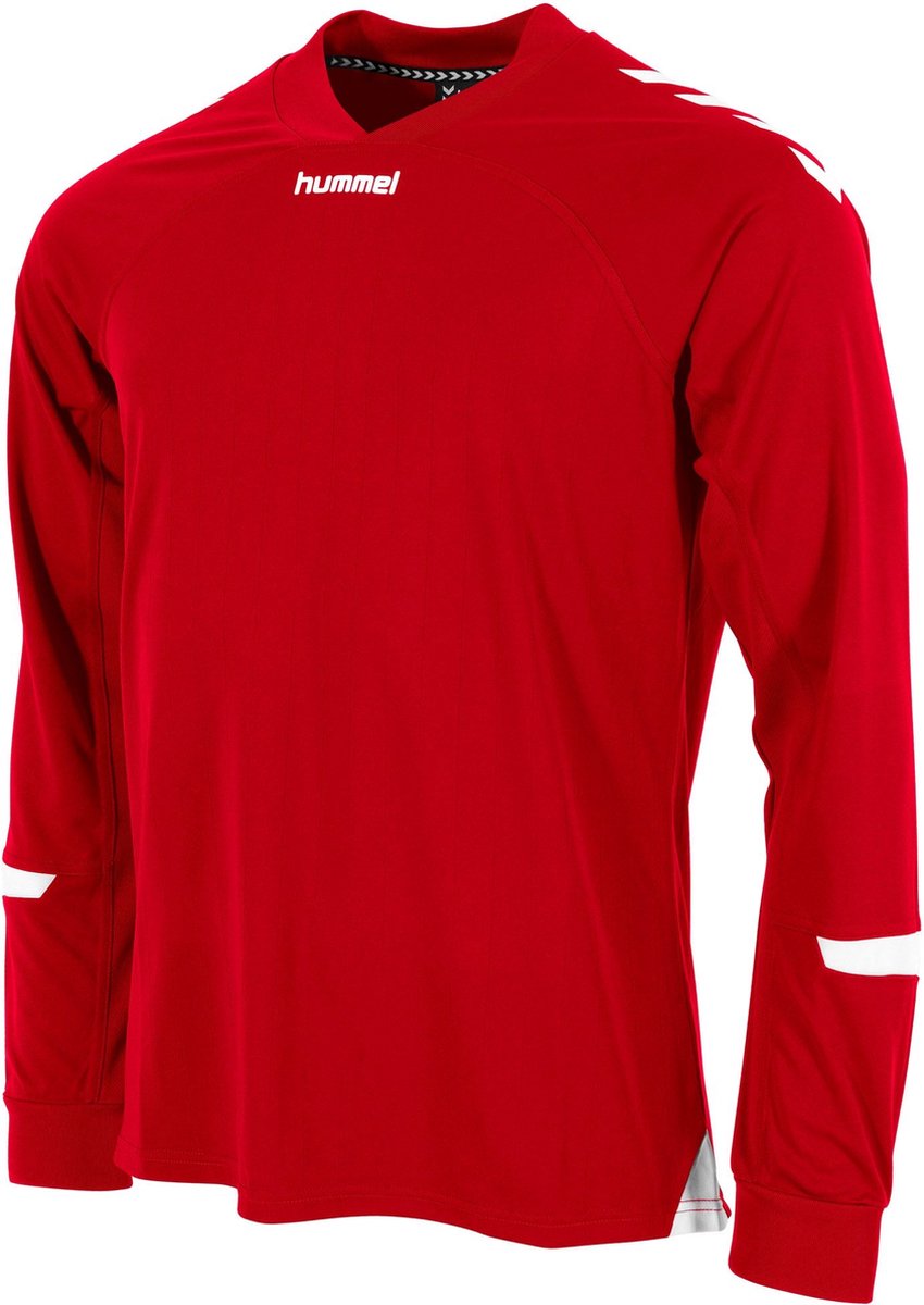 850x1200-114 Hummel Fyn Voetbalshirt Lange Mouw Heren - Rood / Wit | Maat: L - Afbeelding 1