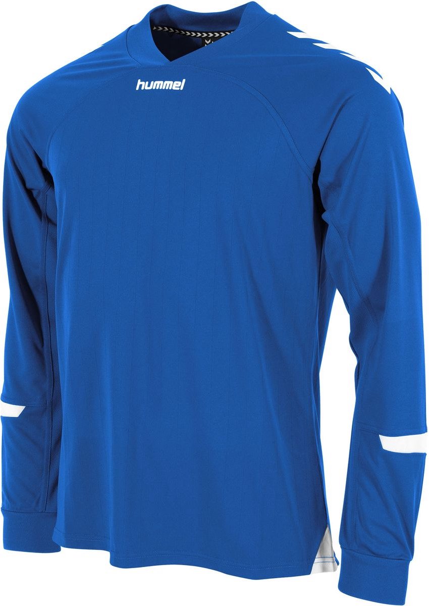 850x1200-65 Hummel Fyn Voetbalshirt Lange Mouw Heren - Royal / Wit | Maat: XXL - Afbeelding 1