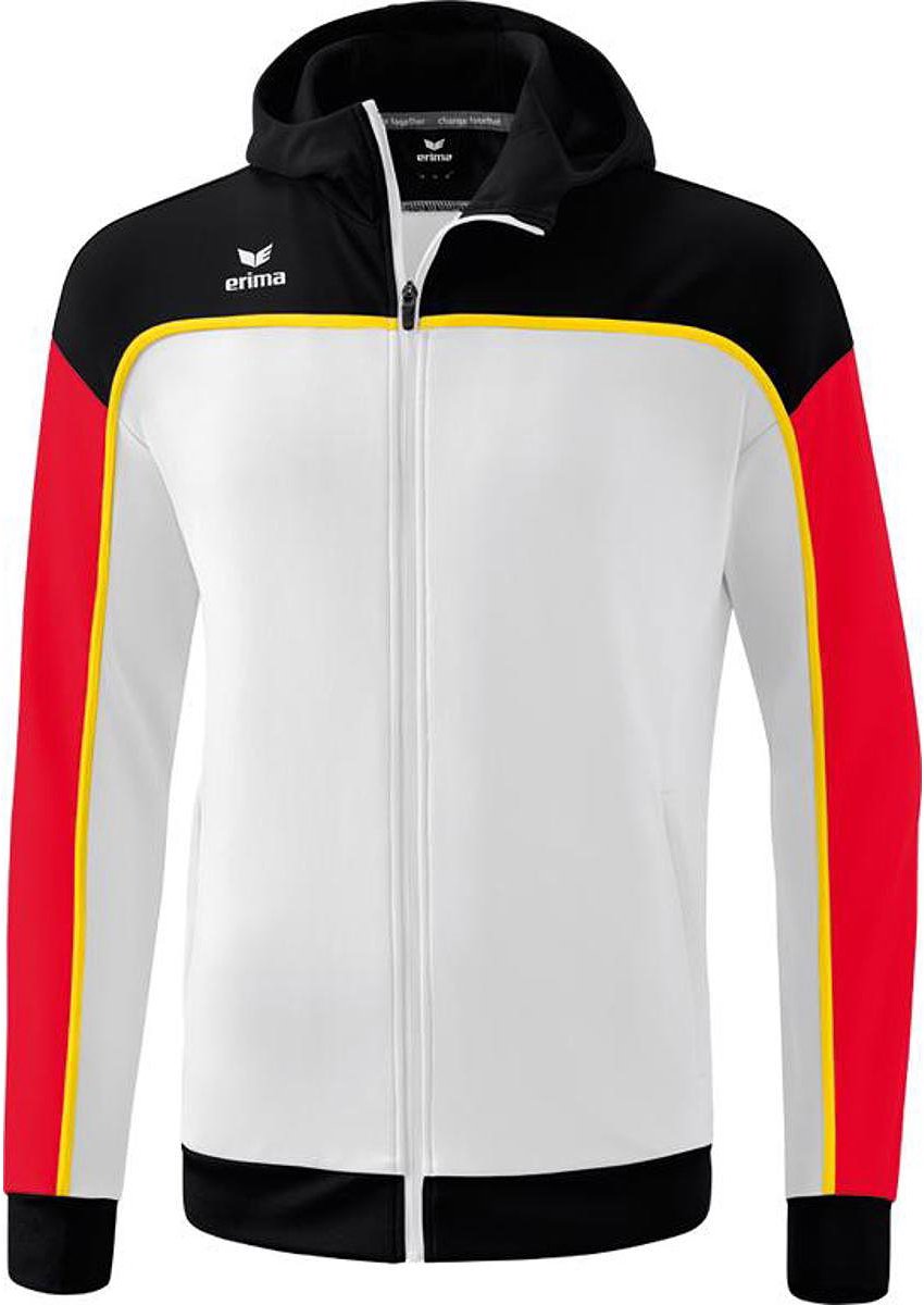 850x1200-81 Erima Change Trainingsjack Met Capuchon Kinderen - Wit / Zwart / Rood | Maat: 152 - Afbeelding 1