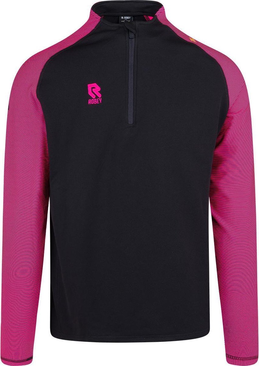 851x1200-9 Robey Performance Ziptop Kinderen - Zwart / Fluo Roze | Maat: 152 - Afbeelding 1