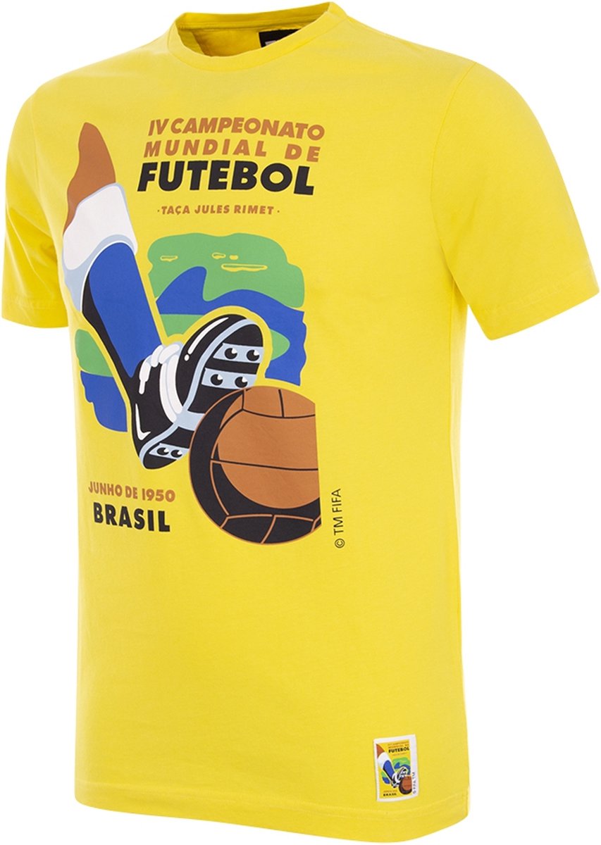 853x1200-18 COPA - Brazilië 1950 WK Emblem T-Shirt - Heren - Geel - XXL - Afbeelding 1