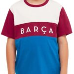 BarÇa Fc Barcelona Color Block Korte Mouw T-shirt Junior Blauw 4 Years Jongens,Meisjes