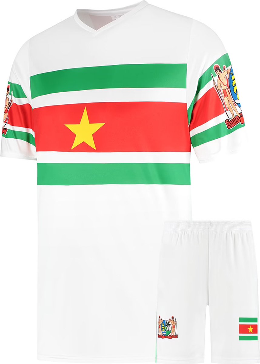 858x1200-28 Suriname Voetbaltenue - Voetbal Tenue Kinderen - Shirt en Broekje - Jongens en Meisjes - Volwassenen - Heren en Dames - Maat 164 - Afbeelding 1
