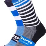 Unisex outdoor sportsokken blauw wit zwart voor voetbal, wandelen,          fietsen, klimmen.